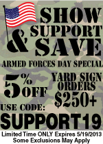 Armed Forces Day Yard Sign Coupon Limited Time