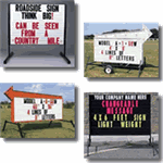 Outdoor portable signs available on stands or on trailers. Some of our portable signs are even UPS shippable.