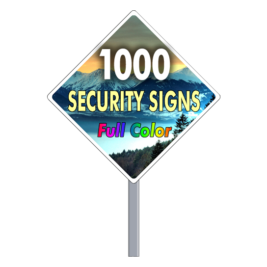 Security Yard Signs Diamond Shape Full Color (1000 Per Box)
