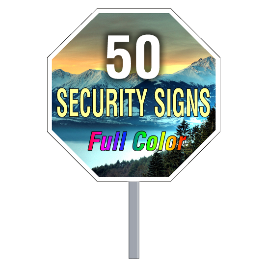 Buy 50 Custom Full Color Octagon Shaped Security Signs