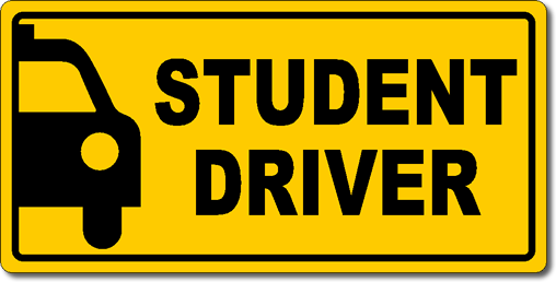 Student Driver Car Sign with Car Symbol