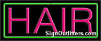 Hair with Green Border Neon Sign - Regular Design