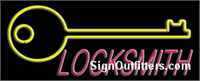 Locksmith with Key Graphic Neon Sign - Regular Design