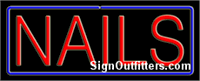 Nails with Blue Border Neon Sign - Regular Design
