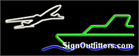 Airplane and Boat Graphic Neon Sign - Regular Design