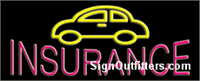Insurance with Yellow Car Graphic Neon Sign - Regular Design