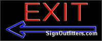 Exit with Left Arrow Neon Sign - Regular Design