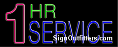 1 Hour Service Neon Sign - Regular Design