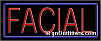 Facial with Blue Border Neon Sign - Regular Design