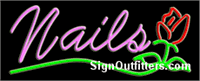 Nails with Rose Graphic Neon Sign - Regular Design