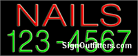 Nails with Phone Number Neon Sign - Regular Design