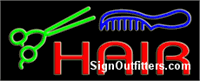 Hair with Comb & Scissors Graphic Neon Sign - Regular Design