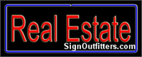 Real Estate with Blue Border Neon Sign - Regular Design