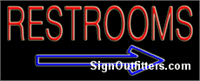 Restrooms with Arrow Neon Sign - Regular Design