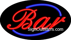 Bar Neon Sign (Script Font) - Flashing Design