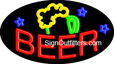 Beer Neon Sign with Beer Mug Graphic - Flashing Design