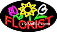 Florist with Flower Graphic Neon Sign - Flashing Design