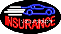 Insurance with Car Graphic Neon Sign - Flashing Design