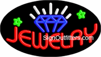 Jewelry with Diamond Graphic Neon Sign - Flashing Design