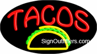 Tacos with Taco Graphic Neon Sign - Flashing Design