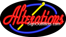 Alterations Neon Sign with Sewing Needle Graphic - Flashing Design