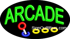 Arcade Neon Sign with Joystick Graphic - Flashing Design