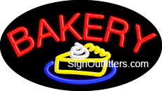 Bakery Neon Sign with Pie Graphic - Flashing Design