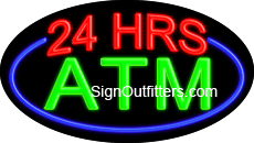ATM 24 Hours Neon Sign - Flashing Design