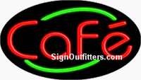 Cafe with green border Neon Sign - Flashing Design