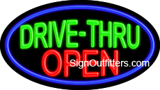 Drive-Thru Open Neon Sign - Flashing Design