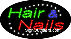 Hair & Nails LED Sign - Flashing Design