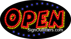 Open with Block Font and Multi-Colors LED Sign - Flashing Design