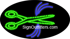 Scissors Graphic LED Sign - Flashing Design
