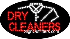 Dry Cleaners with Shirt Graphic LED Sign - Flashing Design