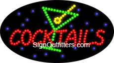 Cocktails with Martini Glass Graphic LED Sign - Flashing Design