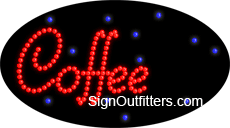 Coffee with Cup Graphic LED Sign - Flashing Design