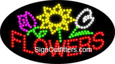 Flowers with Flower Graphic LED Sign - Flashing Design