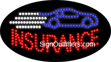 Insurance with Car Graphic LED Sign - Flashing Design