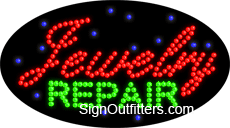 Jewelry Repair with Script Font LED Sign - Flashing Design