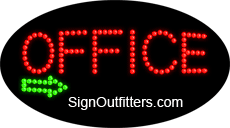 Office with Arrow Graphic LED Sign - Flashing Design