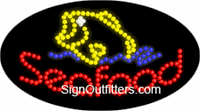 Seafood with Fish Graphic LED Sign - Flashing Design