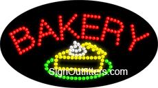 Bakery with Pie Graphic LED Sign - Flashing Design