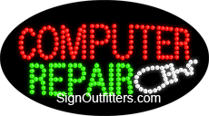 Computer Repair LED Sign - Flashing Design