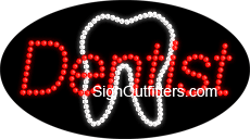 Dentist with Tooth Graphic LED Sign - Flashing Design