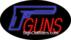 Guns with Gun Graphic LED Sign - Flashing Design