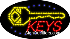 Keys with Key Graphic LED Sign - Flashing Design