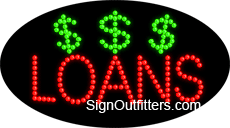Loans with Dollar Sign Graphic LED Sign - Flashing Design