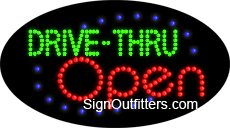 Drive-Thru Open with Slanted Border LED Sign - Flashing Design