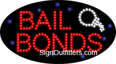 Bail Bonds with Handcuffs LED Sign - Flashing Design