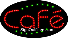 Cafe in Red Font LED Sign - Flashing Design
